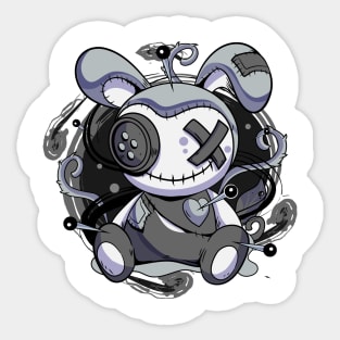 Voodoo Doll Black & White Goth Sticker